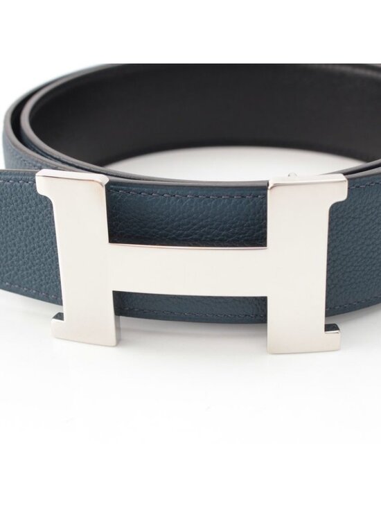 Hermes Box Calf Togo Constance Reversible Buckle 38 Silver Belt Black 90 main image 7